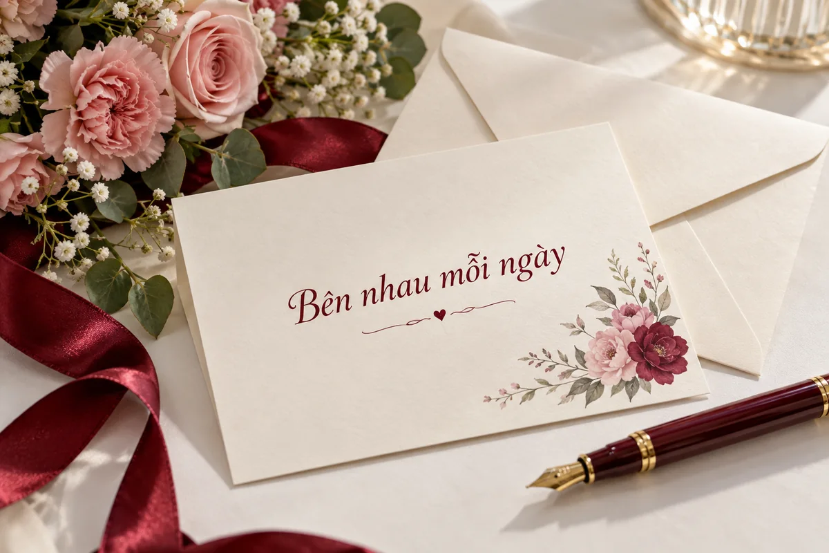 Mẫu thiệp mở ghi lời cảm ơn và lời chúc 20/10 cho vợ