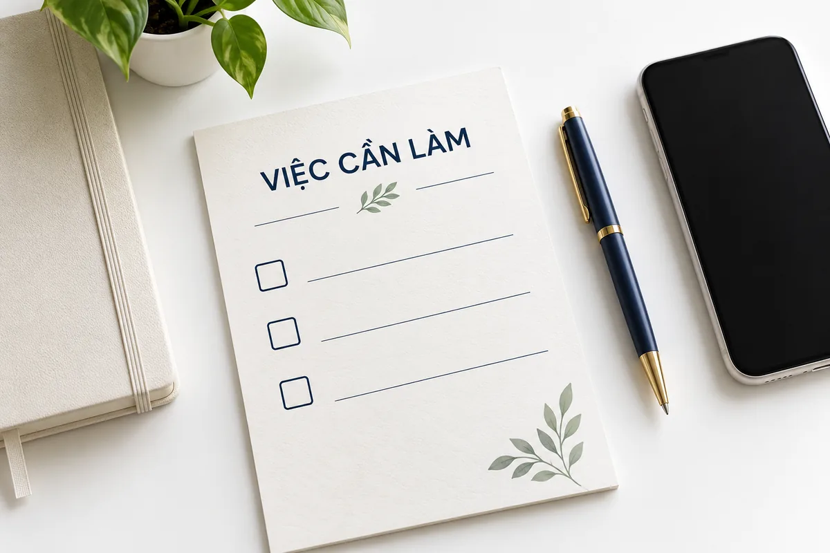Danh sách nhiệm vụ trên trang giấy